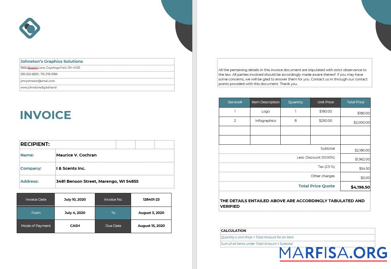 Printable Self Employed Invoice Template